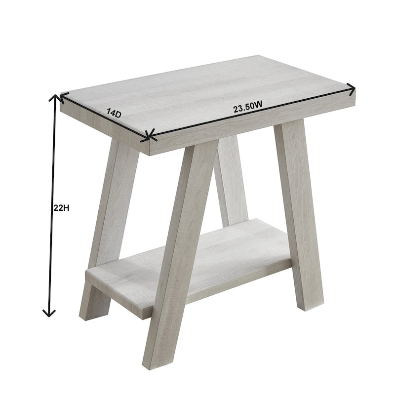 23.5 Modern Rectangular Side Table with Storage Shelf and Wide-angled Legs