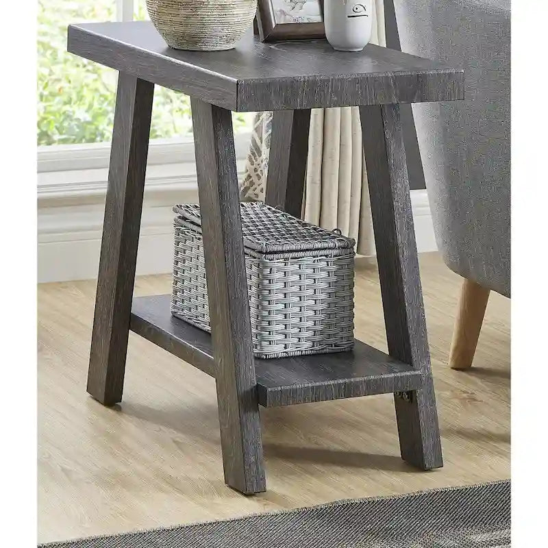 23.5 Modern Rectangular Side Table with Storage Shelf and Wide-angled Legs