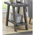 23.5 Modern Rectangular Side Table with Storage Shelf and Wide-angled Legs