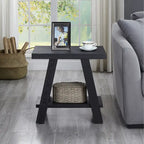 23.5 Modern Rectangular Side Table with Storage Shelf and Wide-angled Legs