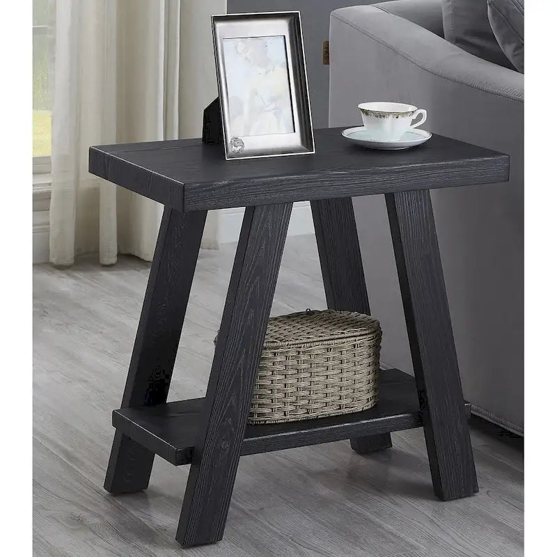 23.5 Modern Rectangular Side Table with Storage Shelf and Wide-angled Legs