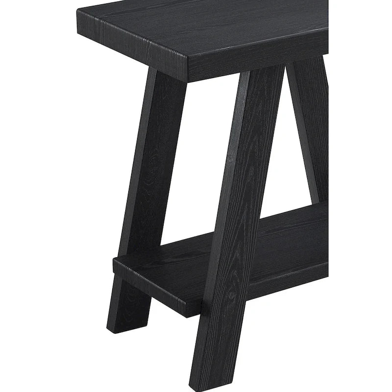 23.5 Modern Rectangular Side Table with Storage Shelf and Wide-angled Legs