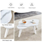 Modern 2-Piece Cloud Shaped Coffee Table Set with Solid Wood Legs and MDF Panel for Living Room
