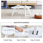 Modern 2-Piece Cloud Shaped Coffee Table Set with Solid Wood Legs and MDF Panel for Living Room