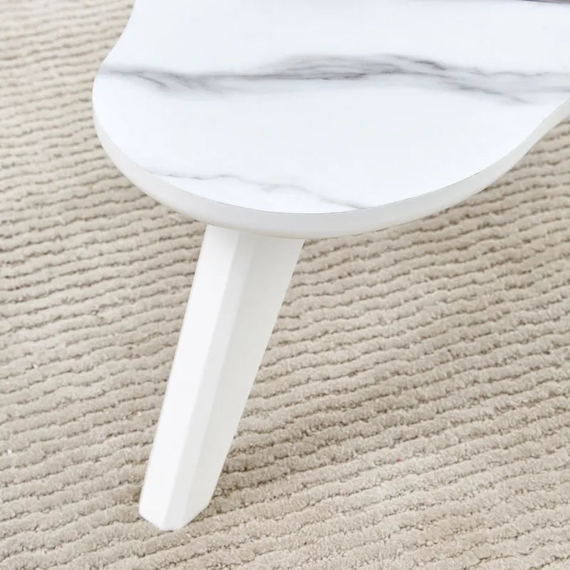 Modern 2-Piece Cloud Shaped Coffee Table Set with Solid Wood Legs and MDF Panel for Living Room