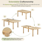 7-Piece Wooden Dining Table Set with Extendable Table & 6 Chairs