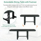 Black 6-Piece Wooden Dining Table Set with Extendable Table & 4 Chairs & Bench