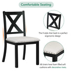 Black 6-Piece Wooden Dining Table Set with Extendable Table & 4 Chairs & Bench