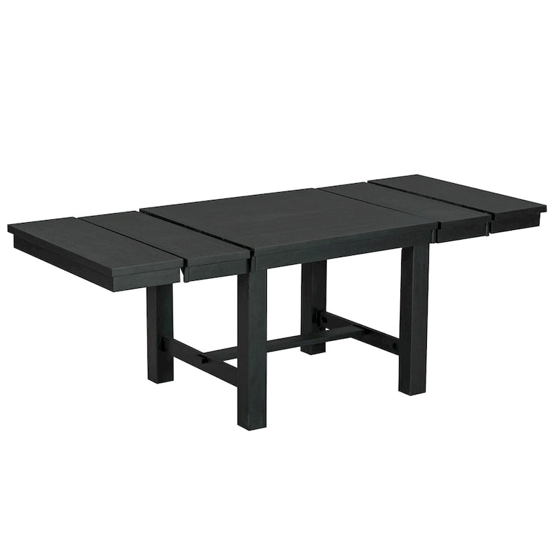 Black 6-Piece Wooden Dining Table Set with Extendable Table & 4 Chairs & Bench