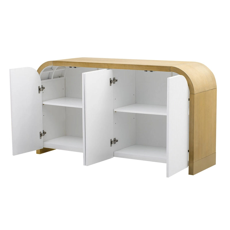 Modern 4-Door Cabinet with Adjustable Shelves for Study, Living Room and Entrance