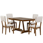 5-Piece Wooden Dining Table Set with 59 Rectangular Table & 4 Chairs