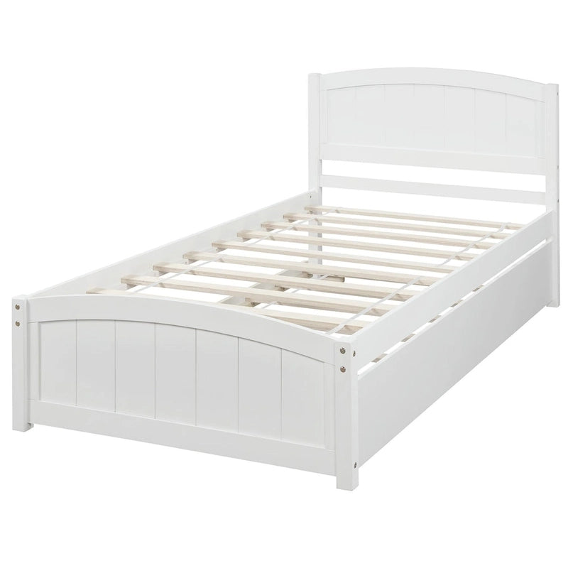 Twin Pine Platform Bed with Trundle & Headboard