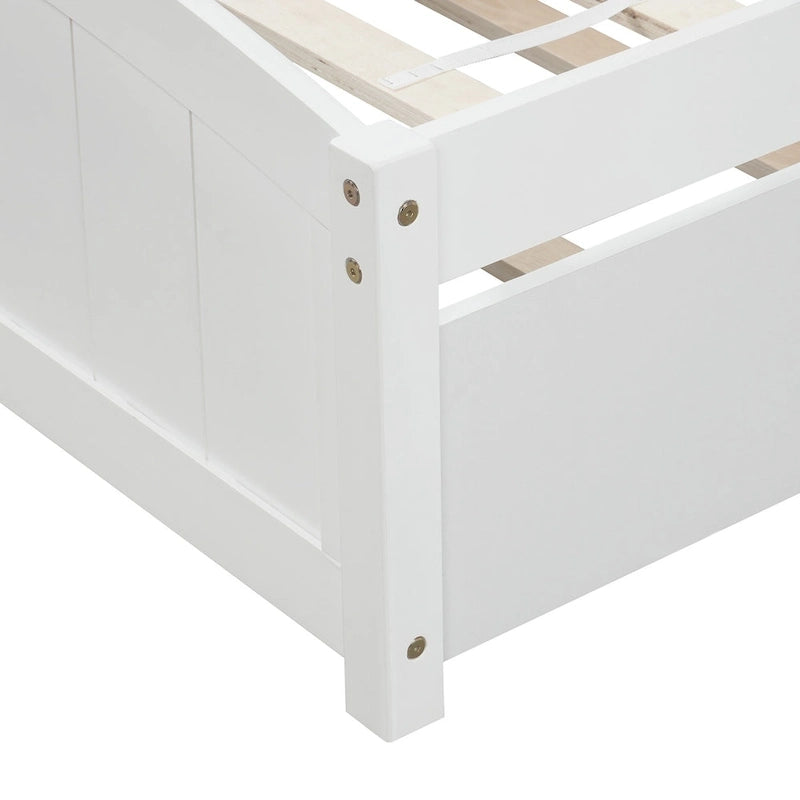 Twin Pine Platform Bed with Trundle & Headboard