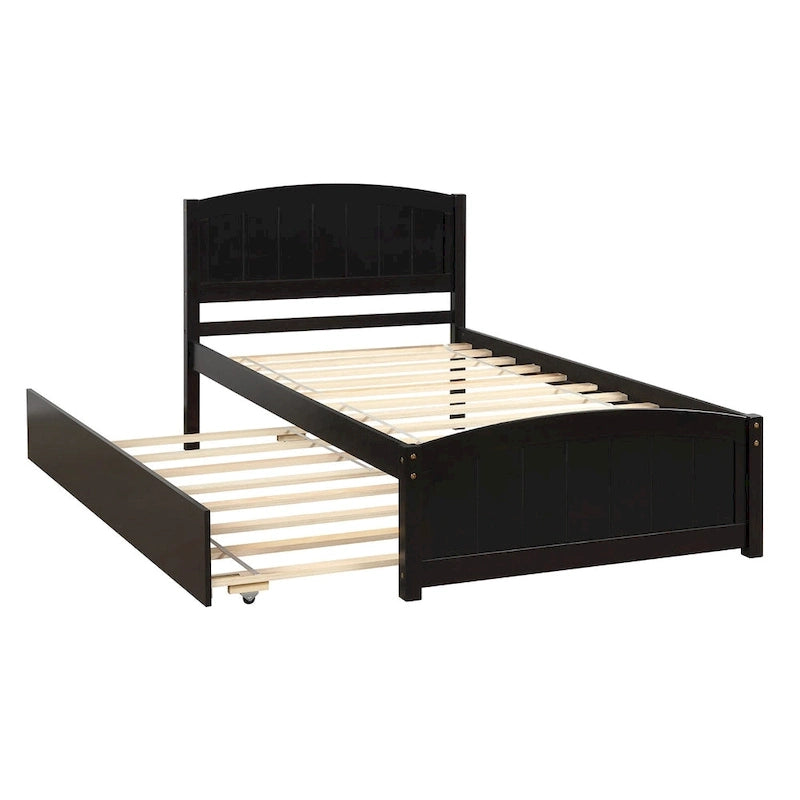 Twin Pine Platform Bed with Trundle & Headboard