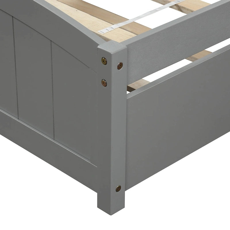 Twin Pine Platform Bed with Trundle & Headboard