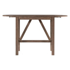 Rustic Style Wooden 3-Piece Dining Table Set with Drop Leaf and 2 Upholstered Dining Chairs