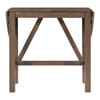 Rustic Style Wooden 3-Piece Dining Table Set with Drop Leaf and 2 Upholstered Dining Chairs