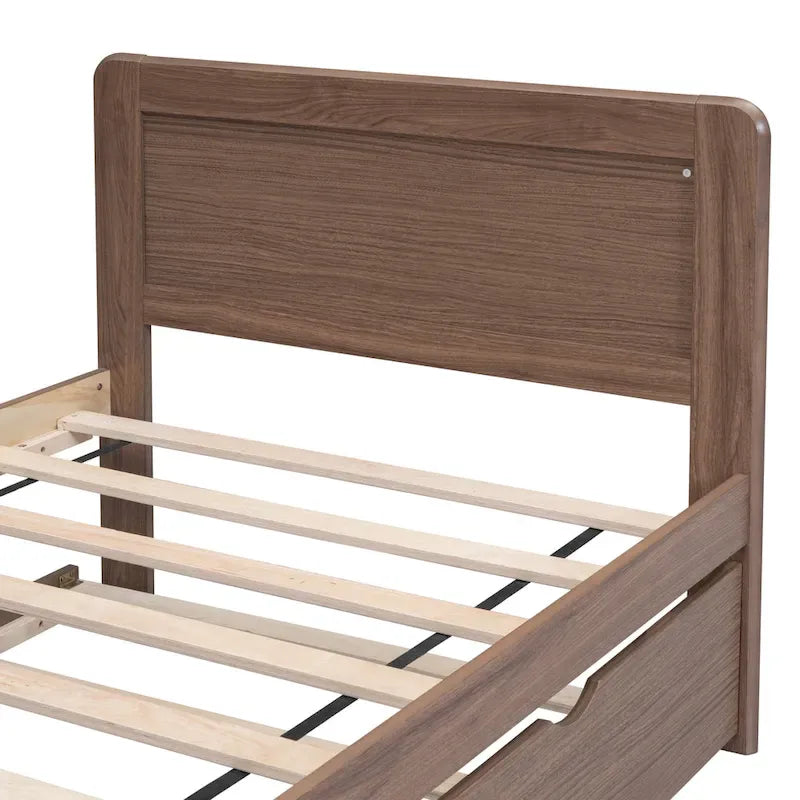 Twin Rubber Wood Platform Bed with Trundle