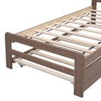 Twin Rubber Wood Platform Bed with Trundle