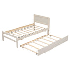 Twin Rubber Wood Platform Bed with Trundle