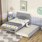 Twin Rubber Wood Platform Bed with Trundle