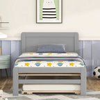 Twin Rubber Wood Platform Bed with Trundle