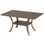Modern Style 6-Piece Dining Table Set with 4 Removable Cushions Dining Chairs, Storage Shelf and Bench