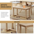 Modern Style 6-Piece Dining Table Set with 4 Removable Cushions Dining Chairs, Storage Shelf and Bench