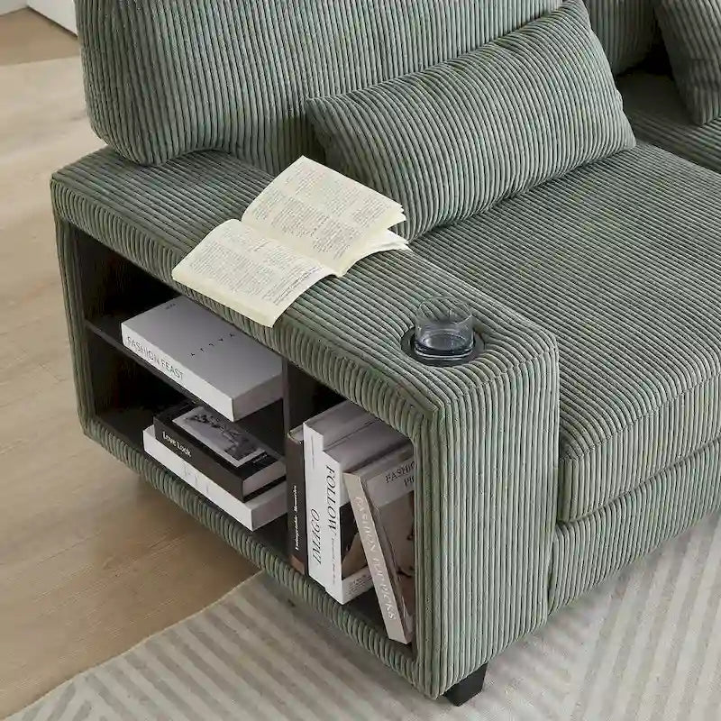 102.75 Corduroy L-Shaped Modular Sectional Sofa with Storage