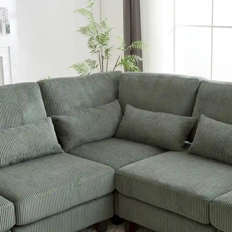 102.75 Corduroy L-Shaped Modular Sectional Sofa with Storage