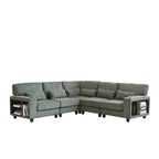 102.75 Corduroy L-Shaped Modular Sectional Sofa with Storage