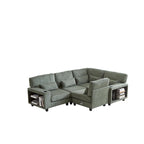 102.75 Corduroy L-Shaped Modular Sectional Sofa with Storage