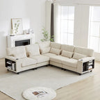102.75 Corduroy L-Shaped Modular Sectional Sofa with Storage