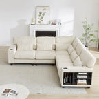102.75 Corduroy L-Shaped Modular Sectional Sofa with Storage