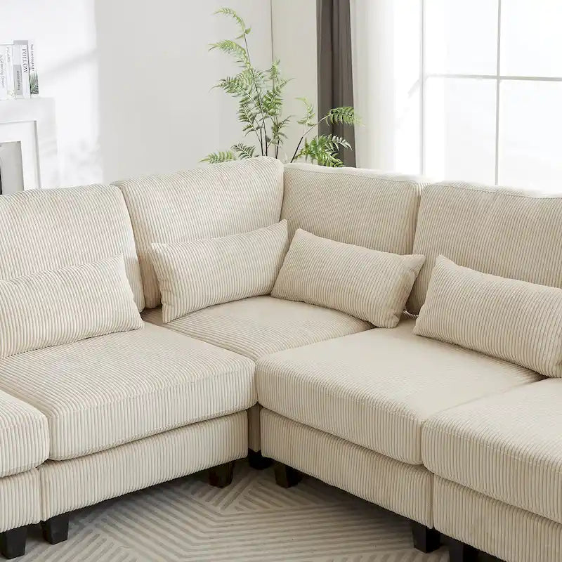 102.75 Corduroy L-Shaped Modular Sectional Sofa with Storage