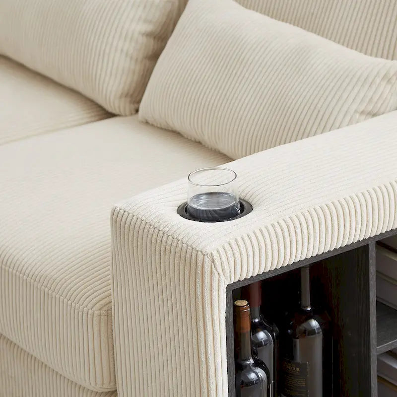 102.75 Corduroy L-Shaped Modular Sectional Sofa with Storage