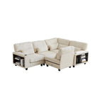 102.75 Corduroy L-Shaped Modular Sectional Sofa with Storage