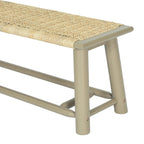 Farmhouse Modern Solid Wood Rattan Bench - 59 Inch Indoor & Covered Outdoor Bench Walnut Finish Multi-Functional Design