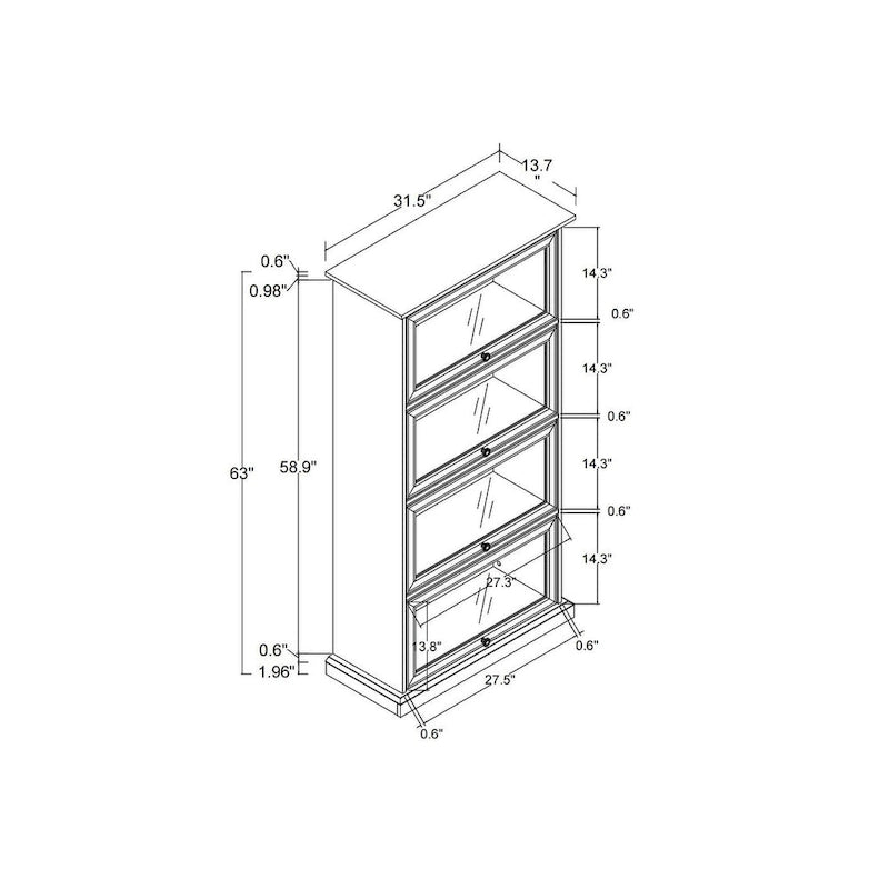 63.19 4-Tier Glass Display Cabinet with Flip-Up Doors & 150lb Capacity,Space-Saving Curio Showcase for Collectibles