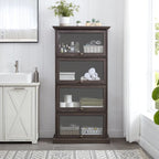 63.19 4-Tier Glass Display Cabinet with Flip-Up Doors & 150lb Capacity,Space-Saving Curio Showcase for Collectibles