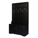 Wide Hall Tree with 10 Shoe Cubbies & 7 Coat Hooks, 43 W Coat Rack with Entryway Bench, 3-in-1 Design and Adjustable Shelves