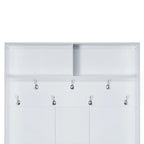 Wide Hall Tree with 10 Shoe Cubbies & 7 Coat Hooks, 43 W Coat Rack with Entryway Bench, 3-in-1 Design and Adjustable Shelves