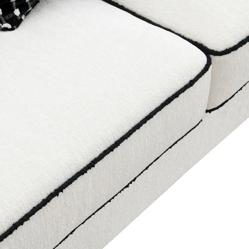 Furniture of America Anastasia Modern White Chenille Loveseat with Accent Pillows