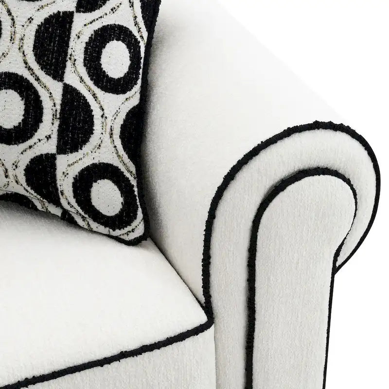 Furniture of America Anastasia Modern White Chenille Loveseat with Accent Pillows