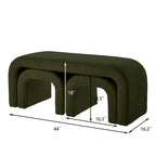 Set of 3 U-Shaped Modern Bench Teddy Ottoman Bench for Entryway, Bedroom End of Bed, Set of 3 Small Sofa Footrest