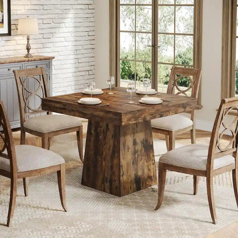 31.5-Inch Square Dining Table for 4, Farmhouse Kitchen Table for Dining Room - 31.5D x 31.5W x 29.53H