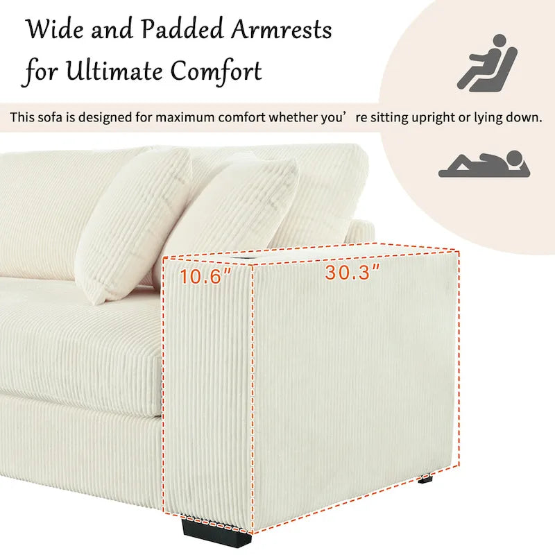 Mirod Large Sectional Sofa with Thick Cushions, and Built-in Cup Holders & Charging Ports