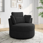 Upholstered Swivel Accent Chair with Wooden Tray Storage Ottoman