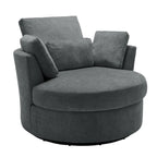 Upholstered Swivel Accent Chair with Wooden Tray Storage Ottoman