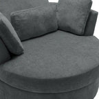 Upholstered Swivel Accent Chair with Wooden Tray Storage Ottoman